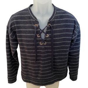 Lucky Brand Black & Silver Stripe Sweater Women S Small